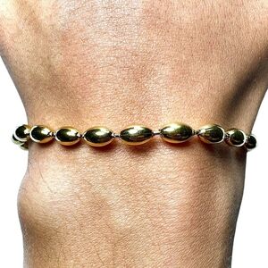 Gold Bead Bracelet 5mm Stainless Steel Chain, 18K IP Gold Plated